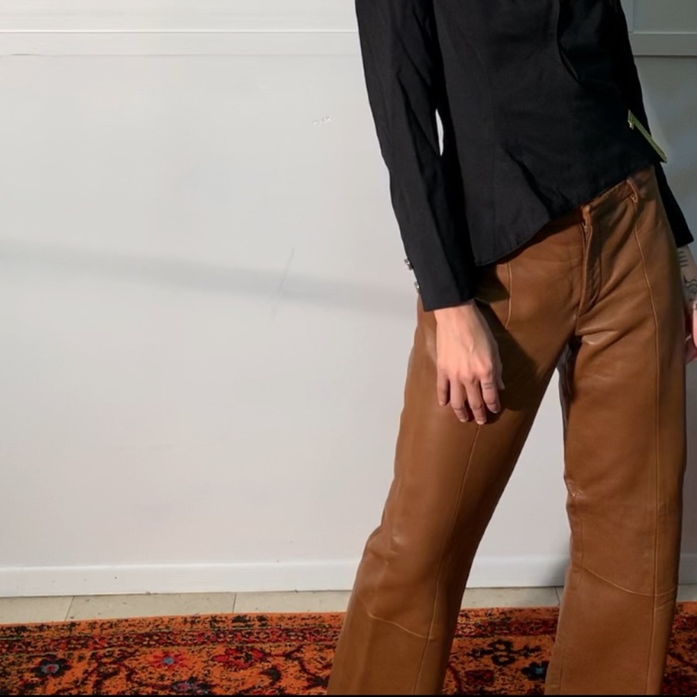 Banana Republic vintage leather pants camel wide